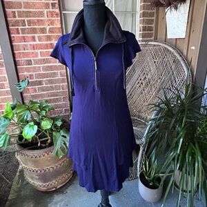 Kensie Women's Drapey French-Terry Dress  (Navy blue) XS